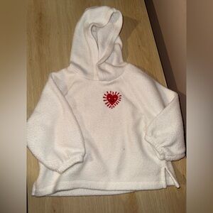 Old Navy White Kids Hoodie with Red Heart Design